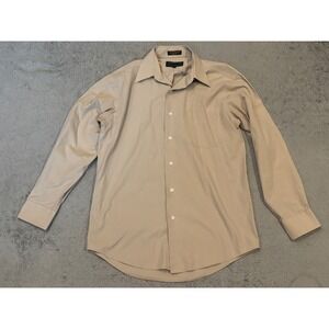 Alexander Julian Colours Mens Tan Khaki Button Down Shirt S 14-14.5 32/33